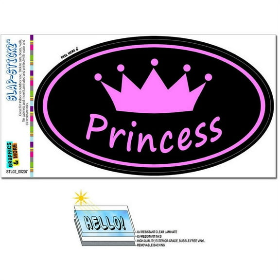 Princess Crown Pink Spoiled Euro Oval Automotive Car Window Locker Bumper Sticker