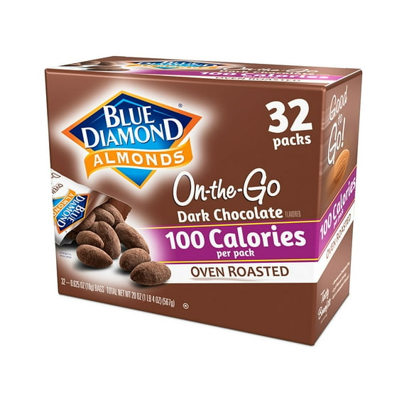 Blue Diamond Almonds, Dark Chocolate Cocoa Dusted Almonds, 100 calorie packs (32 count)
