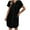 Black, variant on Women's Cotton Linen Button Down Shirt Dresses Rolled Short Sleeve Solid Casual Tunic Blouse Tops Beach Cover Ups with Pockets