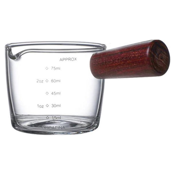 Bewildely Taza medidora de leche, para salsa de café con mango de , escala transparente, para aperitivos de vinagre de vidrio, jarra resistente Cocina y Comedor 75ml