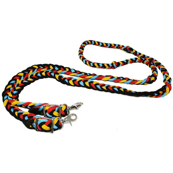 Horse Western 8' Long Nylon Braided Knotted Barrel Roping Reins Tack 607509