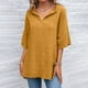 thumbnail image 2 of Camisas sueltas de algodón y lino de manga corta con cuello en V para mujer, blusas de verano OAVQHLG3B Store  lin121212, 2 of 5