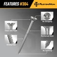 thumbnail image 3 of Tornillos de cubierta FM FastenMon #10x2 de acero inoxidable 304, 100 unidades, 3 of 8
