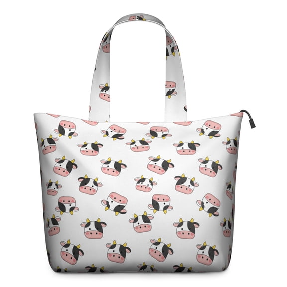 White Cow Head Pattern Travel Tote Bags for Women Carry On,Large Weekender Bags for Women Travel,Multi Functional Duffle Bag for Work,Shopping,Sports