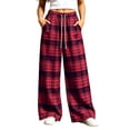 thumbnail image 2 of Idoravan Women's Elastic Waist Straight Casual Wide Leg Pants, 2 of 7