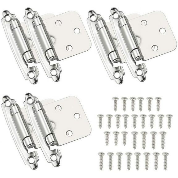 BUZIFU 6pcs Cabinet Door Hinges Self Closing Overlay Flush Cabinet Hinge Heavy Duty Cupboard Hinges Replacement Ball Bearing Mute, Inset Hinges with Screws for Home Decorative
