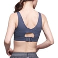 thumbnail image 6 of Women's Sports Bra Large Size Beautiful Back Yoga Vest Fitness Running Sexy Underwear Composite Fabric One-piece Sports Bra Sports Bras for Women Navy L, 6 of 7