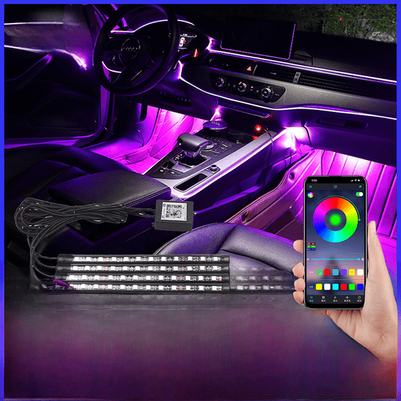 Luz decorativa universal para coche, luz de ritmo de pie, luz de ambiente para coche, luz LED para ambiente de coche