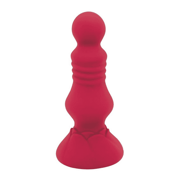 Secret Kisses Floret Vibrating Silicone Anal Plug with Remote Control, Red