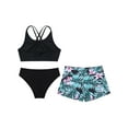 thumbnail image 3 of renvena Kids Girls Tankini Swimsuits Floral Lace 3 Piece Swimwear Cross Sport Beachwear 8-16 A Lily 12, 3 of 7