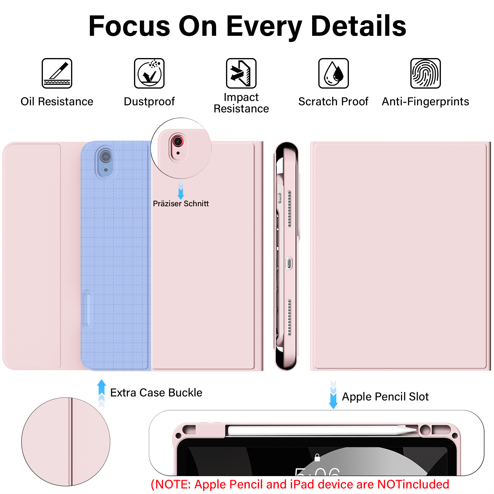 Kenke Keyboard Case for iPad Air 11-inch M3/M2 (2025/2024), iPad Air 5th/4th Generation (2022/2020) - with Pencil Holder,7 Colors Backlit Keyboard,Wireless Detachable Keyboard Cover,(Pink)