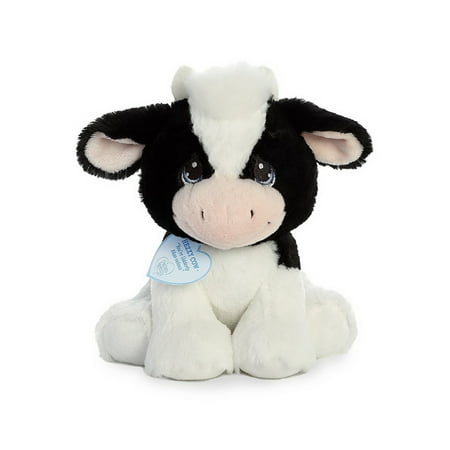 Aurora Precious Moments Embroidered Toy Hezzy Black and White Cow Plush, 8