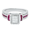 thumbnail image 2 of Dazzlingrock Collection Princess Ruby with Round & Princess White Diamond Engagement Ring for Women (0.50 ctw, Color I-J, Clarity I2-I3) in 925 Sterling Silver, Size 8.5, 2 of 5