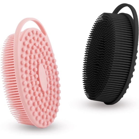 Soft Silicone Body Scrubber 2 PCS Silicone Body Shower, Silicone Loofah 2 in 1 Bath and Shampoo Brush, Body Scrubber Shower Cleaning Exfoliating Use