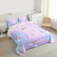 thumbnail image 2 of Manfei Unicorn Bedding Comforter Set,Cartoon Animal Twin Comforter Sets,Pink Blue Ombre Bedding Set For Girls,Ultra Soft Home Decor Reversible,2 Pieces, 2 of 7