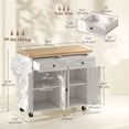 thumbnail image 2 of White Kitchen Island Cart with Storage & Spice Rack - Rolling Kitchen Trolley, 43.7" x 17.5" - Ideal for Kitchen & Dining Room Organization, 2 of 7