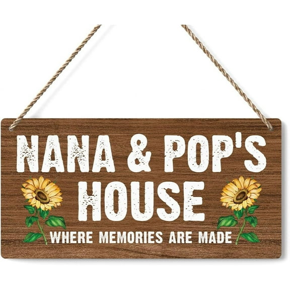 6x12 Inch Rustic Nana And Pop'S House Wooden Sign Decor, Outdoor Porch Decoration Hanging Signs, Gifts For Grandma Grandpa - Yard Wall Art Decor Sign, Birthday Gifts For Grandpa Grandma