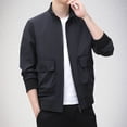 thumbnail image 1 of LOVZFMLL Jackets for Men's Solid Color Velvet Winter Windproof No Hat Long Sleeved Pocket, 1 of 8