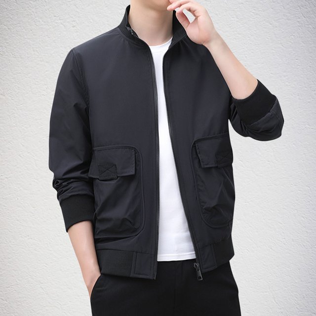 LOVZFMLL Jackets for Men's Solid Color Velvet Winter Windproof No Hat Long Sleeved Pocket