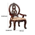 thumbnail image 5 of Benjara 28 Inch Dining Side Chair Set of 2, Brown Wood Carved Back, Beige Fabric, 5 of 6