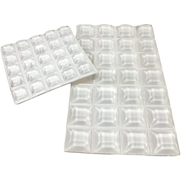 Clear Rubber Feet (53 Pack) Self Stick Bumper Pads - Made in USA - Adhesive Tall Square Bumpers for Electronics, Speakers, Laptop, Appliances, Furniture, Computers