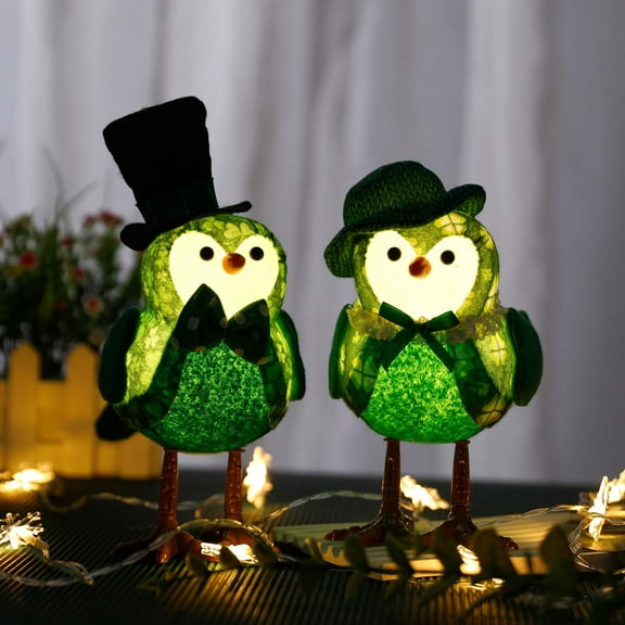 XGFHYJEH St Patricks Day Decorations, St Patricks Day Decorations Tabletop, St Patricks Day Decorations Indoor, Couple Glowing Bird Decor