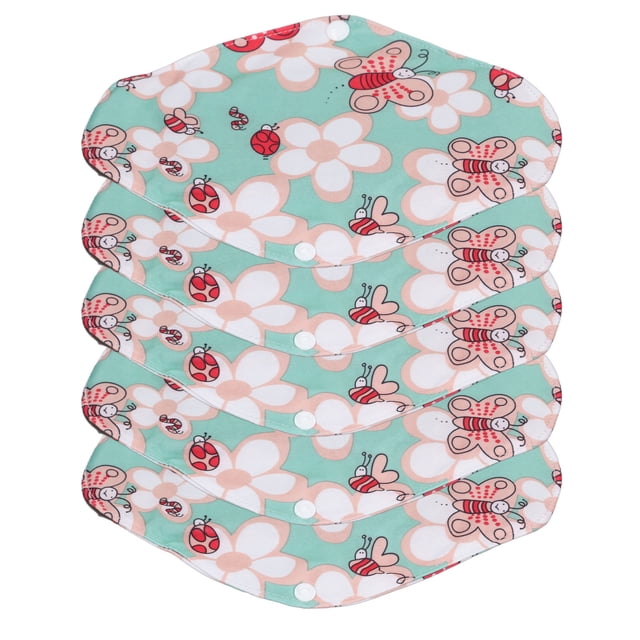 Almohadilla Menstrual De Carbón De Bambú, 5 Uds., Cómoda Almohadilla Sanitaria Lavable De Carbón De Bambú, Impresión Amigable Con La Piel Para Posparto