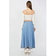 thumbnail image 5 of Blue White ® Wrap Denim Skirt mid waist belted split front jeans skirt, 5 of 5