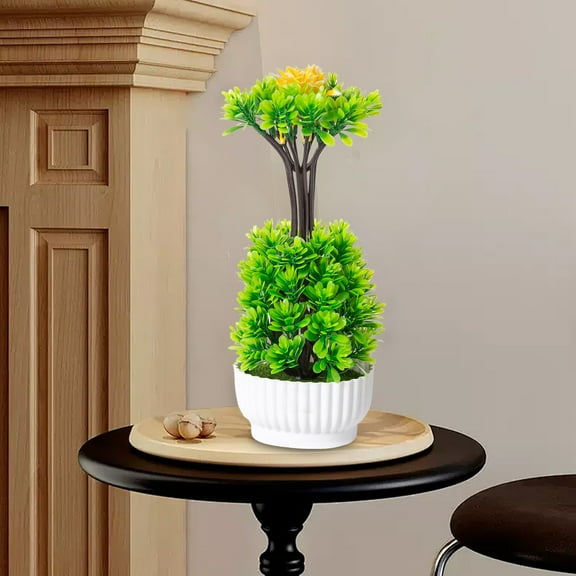 YOHAVEN Artificial Green Plants Potted Simulation Home Office Hotel Lobby Desk Indoor Tabletop Decoration Greenery Indoor Decor