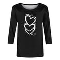 thumbnail image 4 of Hauts à Manches 3/4 pour Femmes, Blouse Décontractée à Col Rond Imprimée de Noël, 95 % Polyester 5 % Élasthanne, 4 of 7