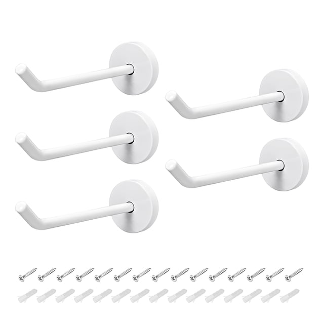 5Pcs, gancho de pared de 3.74" gancho para bata, colgador de toalla individual de acero inoxidable blanco