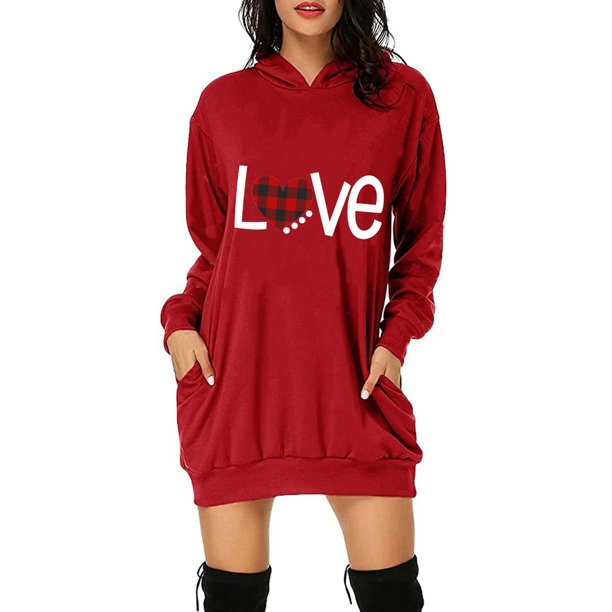 Sudadera con capucha de gran tamaño para mujer Sudadera tipo túnica con capucha extra larga con bolsillos XBTCLXEBCO Rojo, Chico