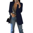 thumbnail image 2 of Xudanell Womens Casual Long Sleeve Blazers Solid Color Knit Blazer Work Office Open Front Blazer Jacket (Navy,S), 2 of 4