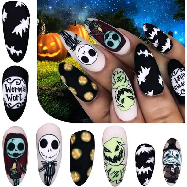 Gothic Halloween Nails Art - Skull Paw Metal Charms Manicure