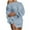 Blue, variant on Women's Boat Neck Loose Crochet Sweater Solid Trendy Casual Baggy Off Shoulder Tunic Ribbed Long Sleeve Knit Pullover Travel Black M