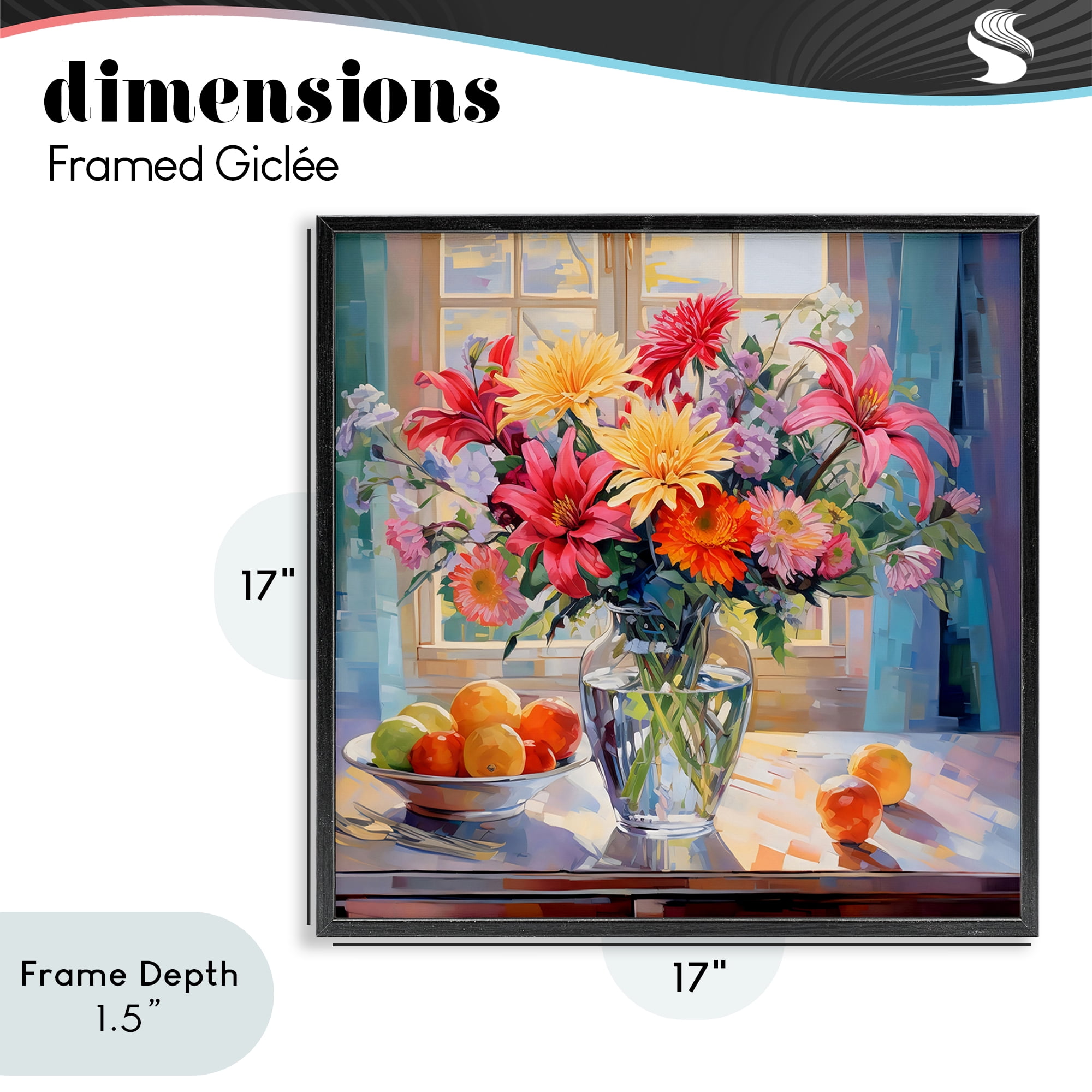 Stupell Industries Summer Flowers & Fruit Black Framed Giclee Art, design by Creative Studio