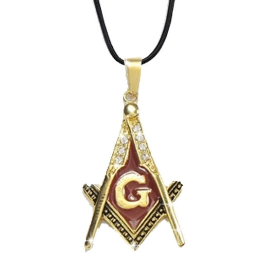 Gold Plated Red Lodge Color Stainless Steel Blissful Pendant Masonic Symbol