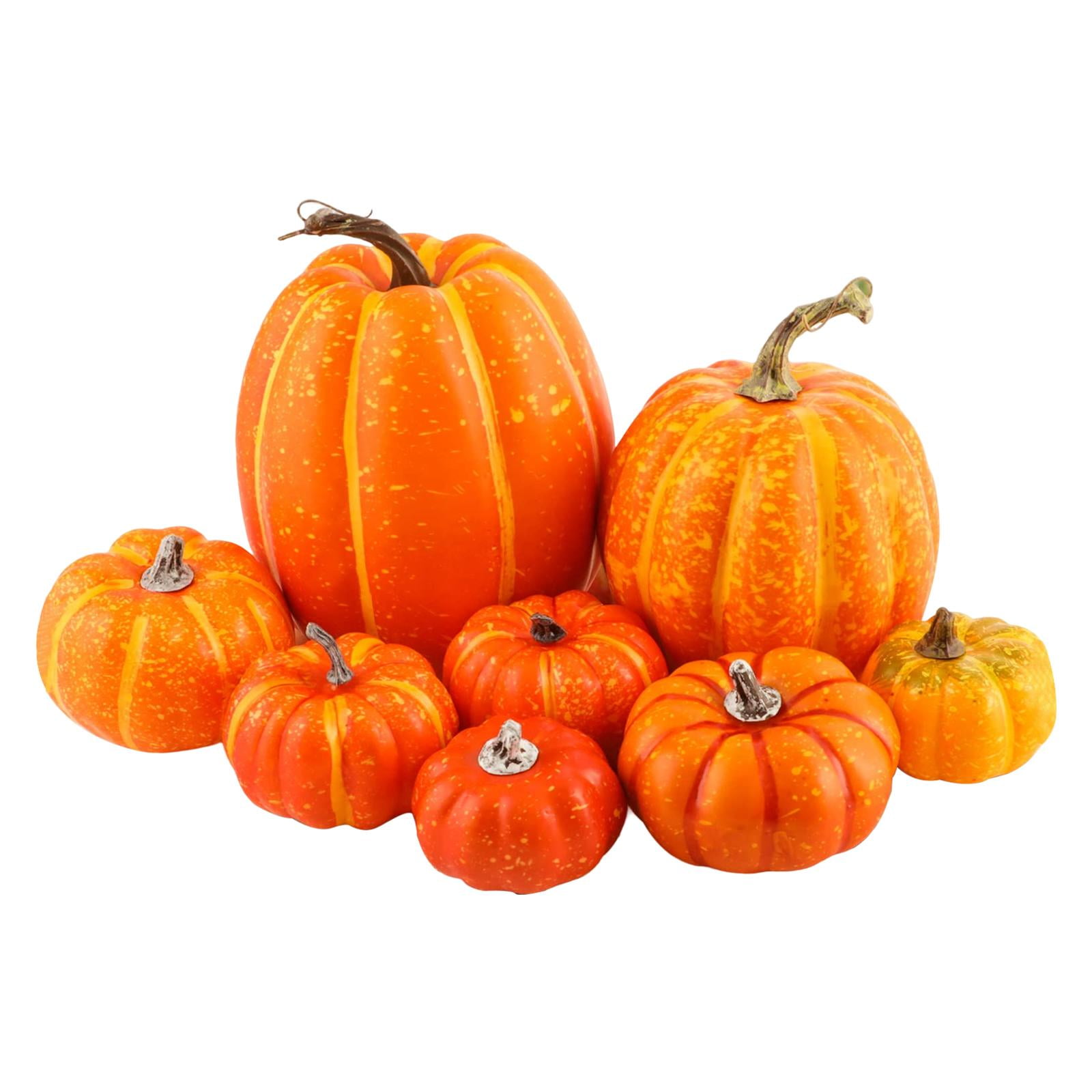 8x Artificial Pumpkins Large Mini Pumpkins for Halloween Thanksgiving