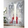 thumbnail image 4 of Christmas Sheer Curtains 84 Inch Long 2 Panels, Cute Red Snowman Pine Branches Winter Snowfall Light Filtering Rod Pocket Semi Sheer Curtains, Sheer Voile Drapes for Living Room Bedroom, 52"x84", 4 of 5