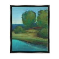 Stupell Industries Vivid River Forest Scenery Painting Jet Black Floating Framed Canvas Print Wall Art, Design by Stacy D'Aguiar