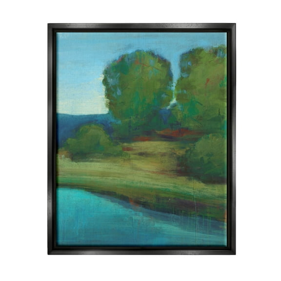 Stupell Industries Vivid River Forest Scenery Painting Jet Black Floating Framed Canvas Print Wall Art, Design by Stacy D'Aguiar