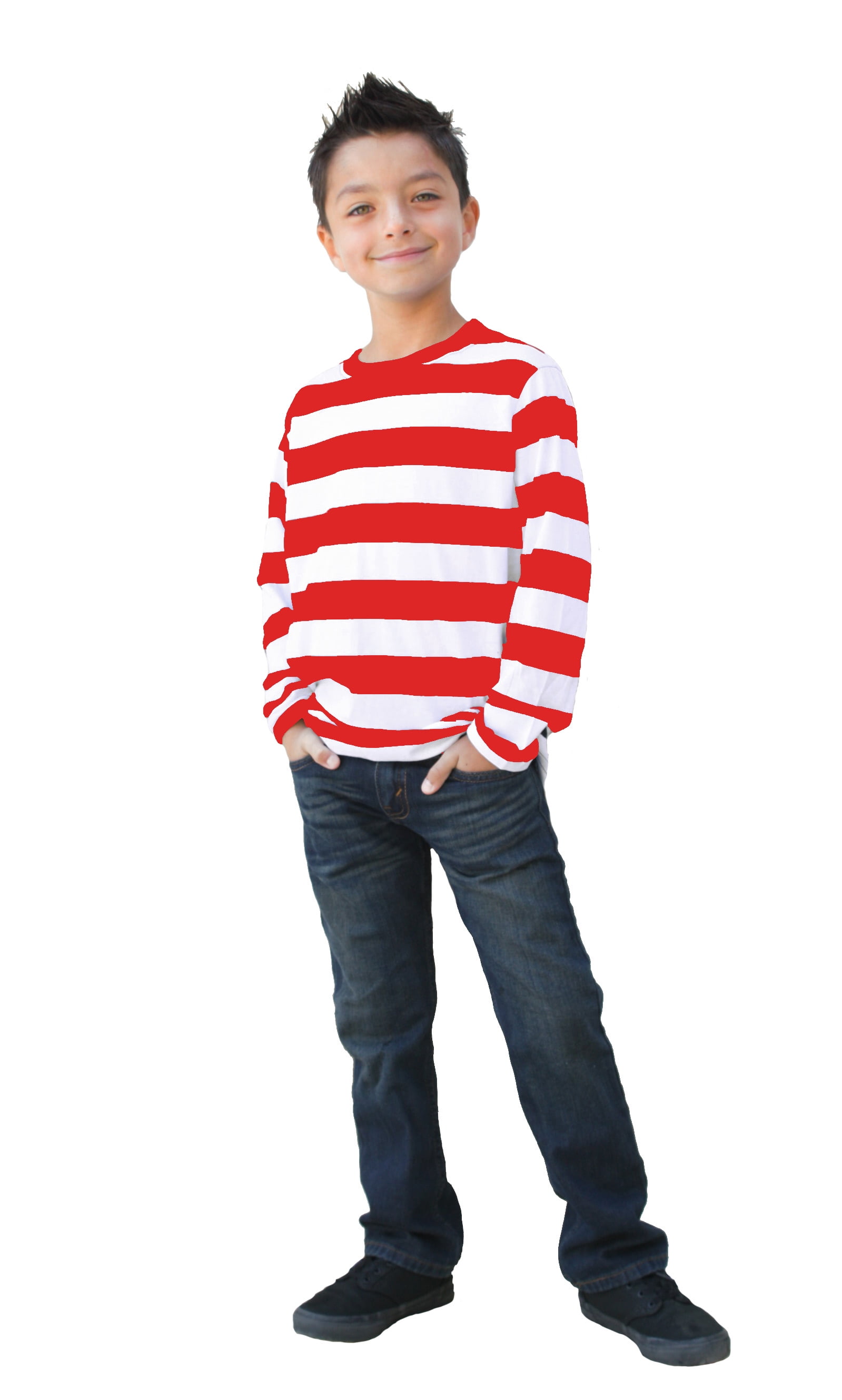 Kids Red And White Stripe Short Sleeve T-Shirt Children Book Week Fancy Top 
