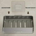 thumbnail image 5 of Kraoden Wall-mounted No-punch Soap Box, Double Layer Soap Holder with Drainage, Waterproof and Durable Bathroom Shelf Organizer with 2 Hooks, Easy to Install and Maintain, 5 of 6