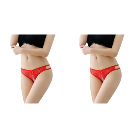 Wijhcboe 2 Pack Underwear Sparkly Lingerie for Women Thong Bragas Sexy Rhinestone Stockings for Women Lingerie Panties Thong Lace Word Sexy Lingerie for Women Christmas Pants Ladies Briefs Womens Op