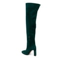 thumbnail image 2 of FSJ Women Chunky High Heel Thigh High Boots Round Closed Toe Stretch Over The Knee Long Boot Side Zip Walking Comfort Shoes Size 8 Green, 2 of 4