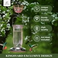 thumbnail image 3 of Kingsyard 2 Pack Glass Hummingbird Feeder with Ant Moat for Outdoors, 16 oz, 6 Feeding Ports, Pink, 3 of 6