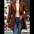 thumbnail image 4 of Abrigo de Invierno de Mezcla de Lana Color Camel para Mujer, Hasta la Rodilla, con Solapa y Muesca, Chaqueta de Abrigo con Botonadura Única Color Café M, 4 of 9