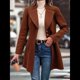 thumbnail image 4 of Abrigo de Invierno de Mezcla de Lana Color Camel para Mujer, Hasta la Rodilla, con Solapa y Muesca, Chaqueta de Abrigo con Botonadura Única Color Café M, 4 of 9