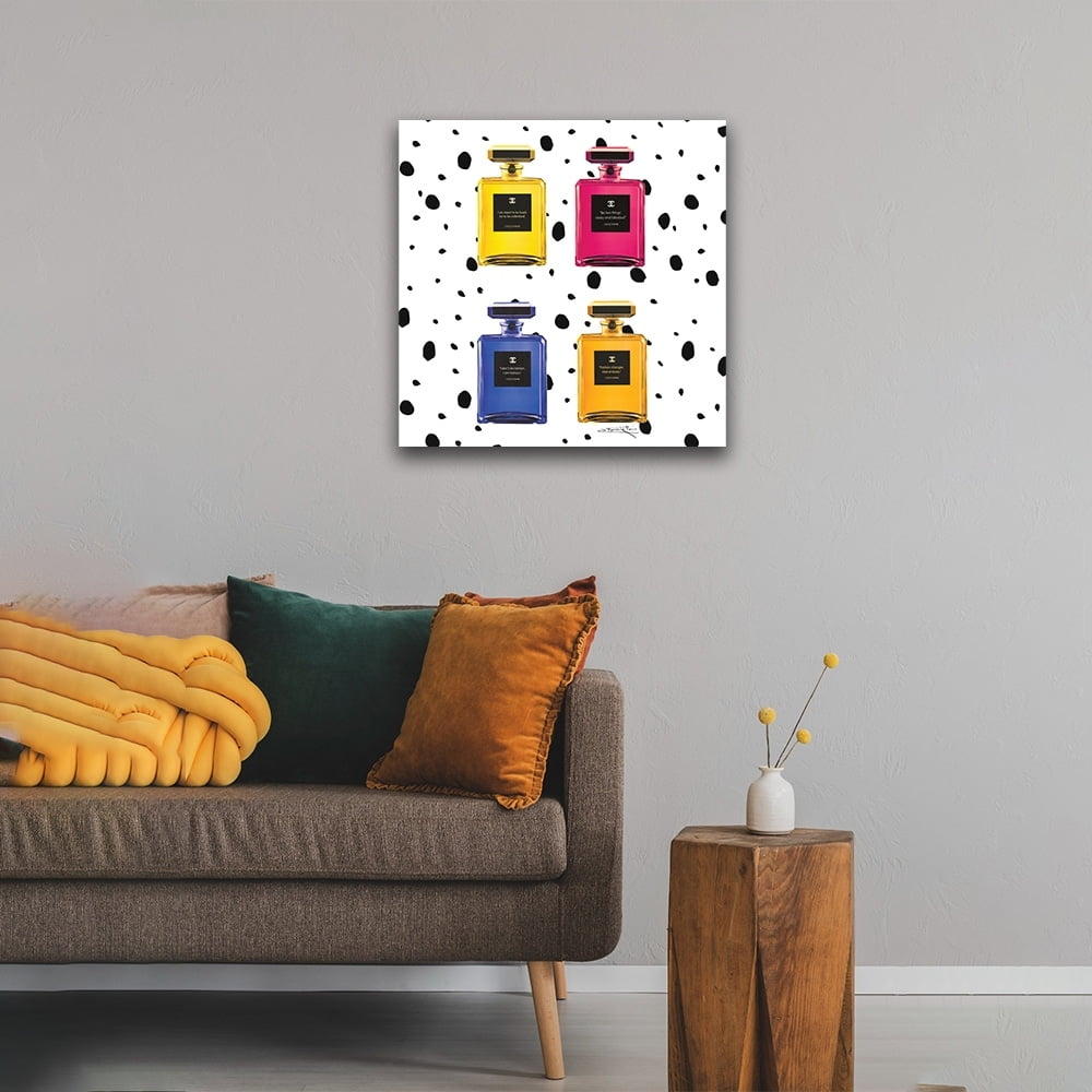 COLORFUL FASHION PERFUME BOTTLE QUOTES - 14"x14" Canvas Artwork 30 x 30