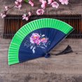 thumbnail image 2 of CSChome Folding Fan with Tassel Chinese Style Folding Hand-painted Flower Dance Performance Photo Props Portable Summer Hand Held with Tassel, 2 of 7